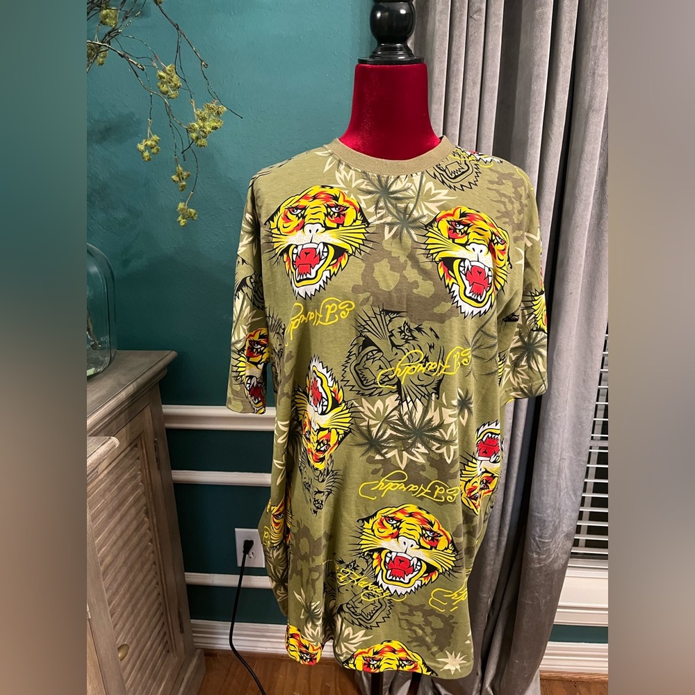 Ed Hardy Camo Tiger Graphic Tee